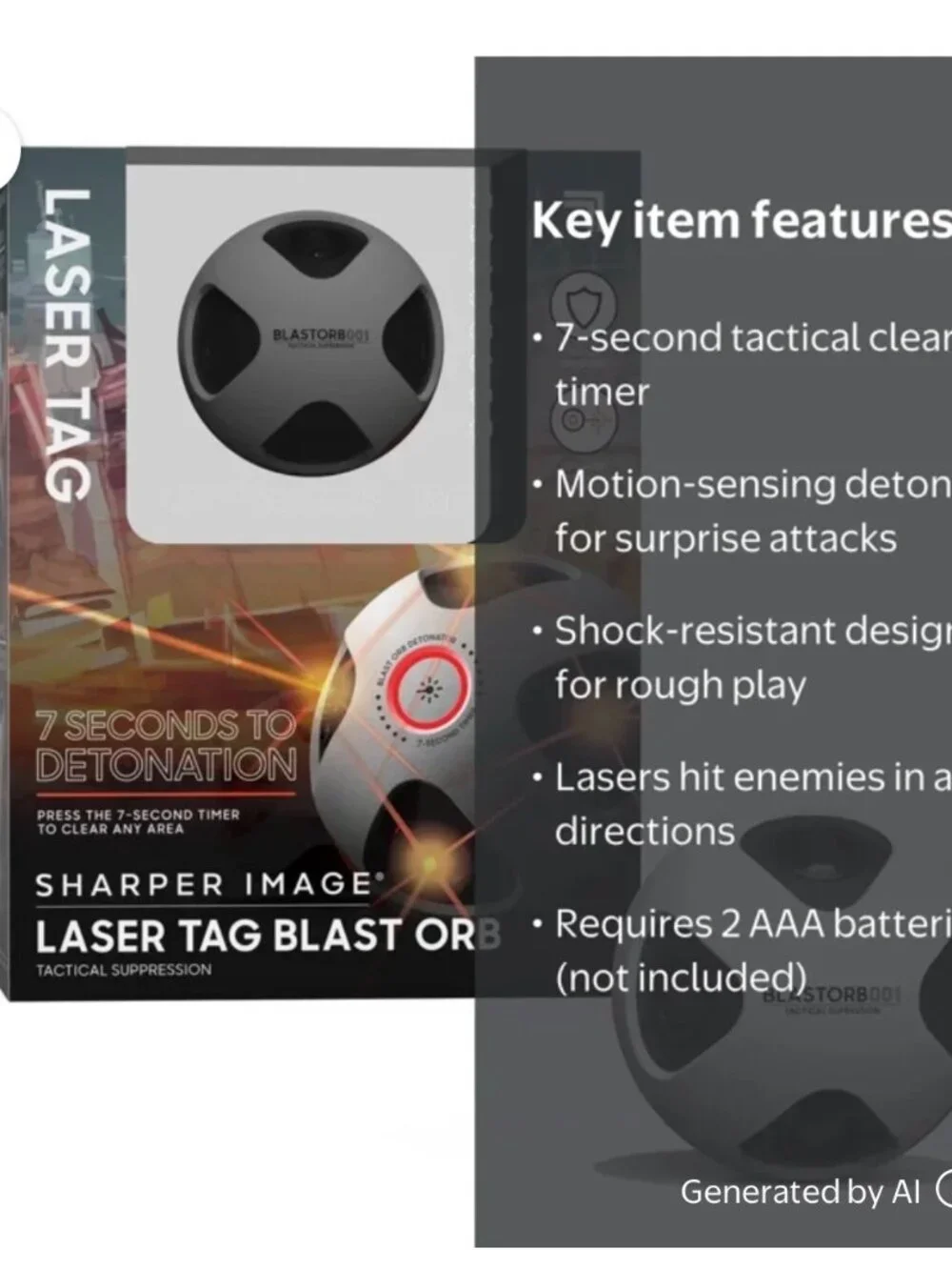Sharper Image Laser Tag Blast Orb | Motion Detecting Laser Grenade NEW